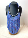 Bold Beaded Blue Necklace by AfroBold featuring vibrant blue beads in a modern African design, perfect for cultural fashion and bold style