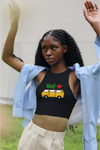 The Bold Bus Tee - Women’s Edition by AfroBold featuring a vibrant African-inspired bus design, crafted for comfort, cultural pride, and modern elegance.